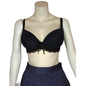 Black Push-Up Padded Bra – Enhanced Support & Chic Comfort (100% Polyester)